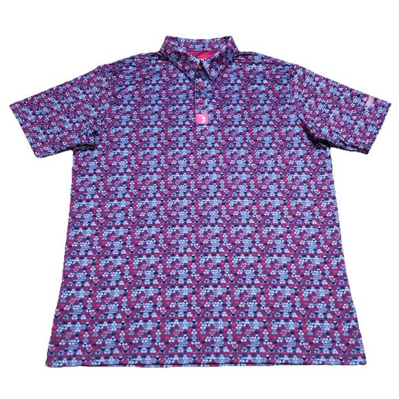 BogeyBros Other - Bogey Bros Golf Polo Shirt Mens L Blue Pink Performance Whale Tail Bikini Print